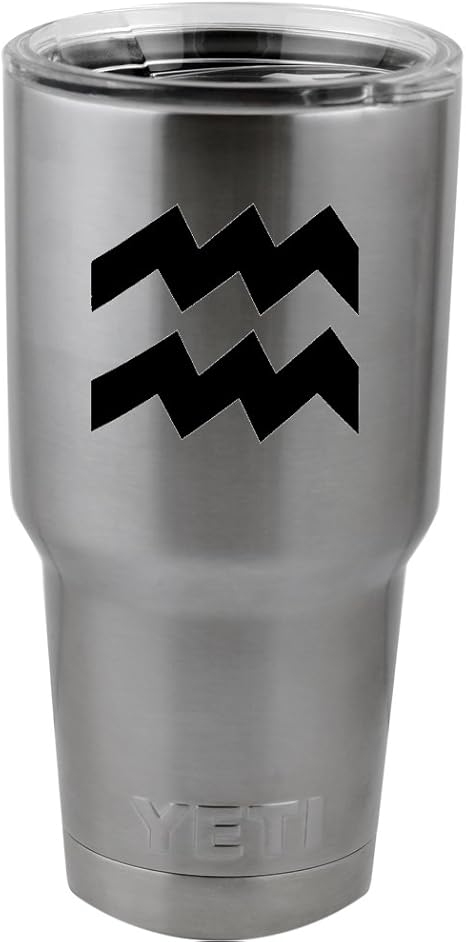 Zodiac Sign Aquarius Silhouette Vinyl Sticker Decal for Yeti Mug Cup Thermos Pint Glass (4" Wide - Decal ONLY, NO Cup) - Aquarius Mug for men