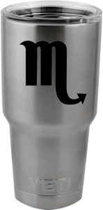 Zodiac Sign Scorpio Silhouette Vinyl Sticker Decal for Yeti Mug Cup Thermos Pint Glass (4" Wide - Decal ONLY, NO Cup) - Scorpio Sticker for men