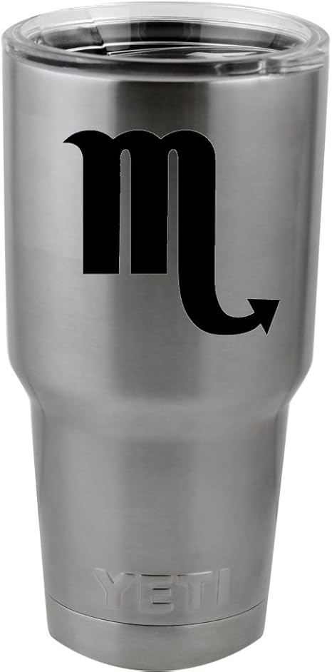 Zodiac Sign Scorpio Silhouette Vinyl Sticker Decal for Yeti Mug Cup Thermos Pint Glass (4" Wide - Decal ONLY, NO Cup) - Scorpio Sticker for men