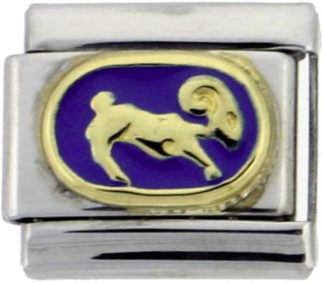 Stainless Steel 18k Gold Horoscope Sign Charms for Italian Charm Bracelets Astrological Zodiac Sign - Aries Bracelet for men