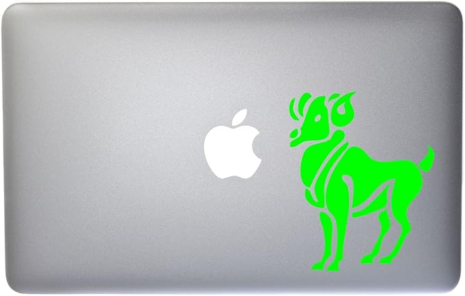 Aries Zodiac Symbol Silhouette 1st Sign Ram - 5 Inch Neon Green Vinyl Decal for Macbook, Laptop or other device - Aries Sticker for men
