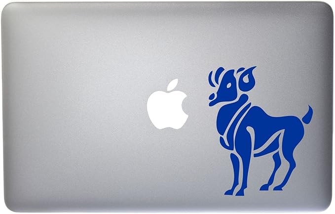 Aries Zodiac Symbol Silhouette 1st Sign Ram - 5 Inch Traffic Blue Vinyl Decal for Macbook, Laptop or other device - Aries Sticker for men