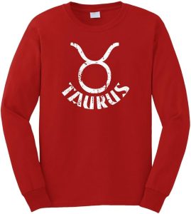 Cybertela Men's Distressed Taurus Sign Long Sleeve T-Shirt - Taurus for men