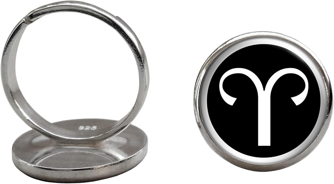 Aries Astrology Sign .925 Sterling Silver Adjustable Ring - Aries Ring for men