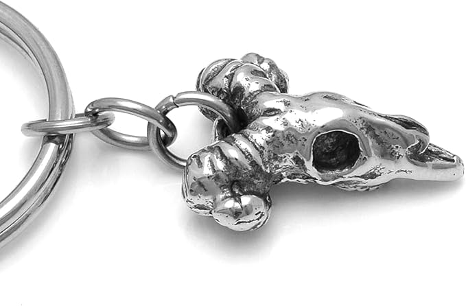 Handmade Ram Skull Keychain, Zodiac Sign Aries Charm in Pewter - Aries Keychain for men