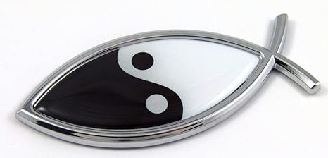Jesus Fish Yin Yang Car Bike Auto Chrome Emblem Decal Sticker Ichtus Pisces - Pisces Car Accessories for men