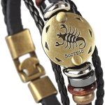 Hamoery Punk Alloy Leather Bracelet for Constellation Braided Rope Bracelet Bangle - Scorpio Products for men