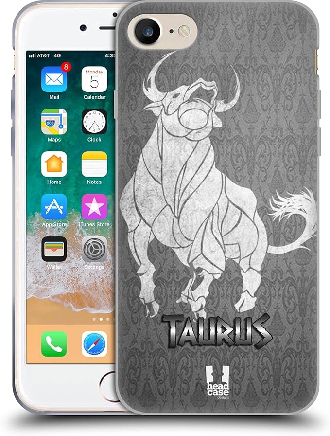 Head Case Designs Taurus Zodiac Signs Gel Case [Military Grade Protection] Compatible with Apple iPhone 7/8 / SE 2020 & 2022 and Compatible with MagSafe - Taurus Phone Case for men