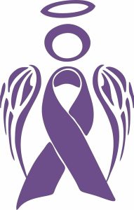 Cancer Angel Awareness Ribbon - Die Cut Vinyl Window Decal/Sticker for Car/Truck (5"x3.5", Purple) - Cancer Car Accessories for men