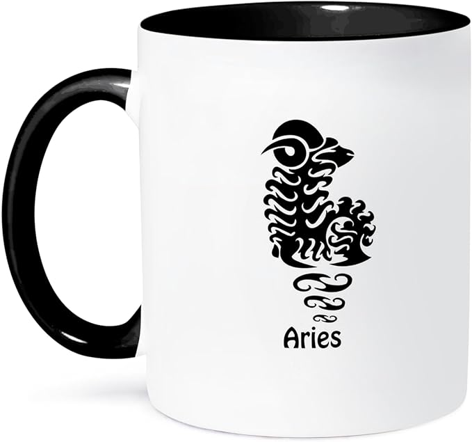 3dRose Aries Sign 11oz Two-Tone Black Mug - Aries Mug for men