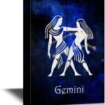 wall26 - 12 Zodiac Signs Constellation Canvas Wall Art - Gemini - Gallery Wrap Modern Home Art | Ready to Hang - 12x18 inches - Gemini Canvas for men