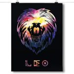 Inspired Posters - Cosmic Zodiac - Leo Decorative Wall Art Poster - Modern Home Decor - Motivational Posters - UV Print 8x10 Poster - Leo Canvas for men