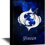 wall26 - 12 Zodiac Signs Constellation Canvas Wall Art - Pisces - Gallery Wrap Modern Home Art | Ready to Hang - 12x18 inches - Pisces Canvas for men