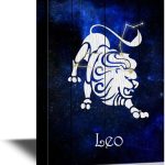 wall26 - 12 Zodiac Signs Constellation Canvas Wall Art - Leo - Gallery Wrap Modern Home Art | Ready to Hang - 24x36 inches - Leo Canvas for men