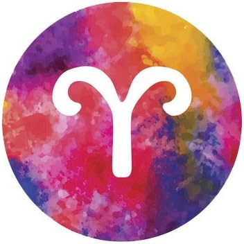 Divine Designs Watercolor Sponge Paint Zodiac Sign Icon Vinyl Decal Sticker (4" Wide, Aries) - Aries Sticker for men