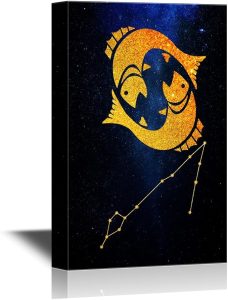 wall26 - Constellation Canvas Wall Art - Pisces - Gallery Wrap Modern Home Art | Ready to Hang - 12x18 inches - Pisces Canvas for men