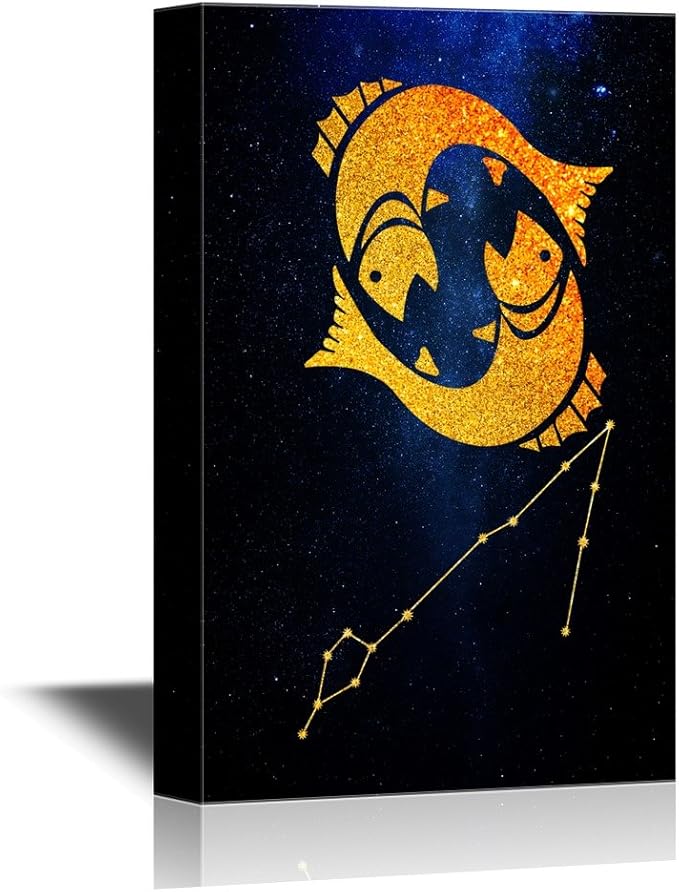 wall26 - Constellation Canvas Wall Art - Pisces - Gallery Wrap Modern Home Art | Ready to Hang - 12x18 inches - Pisces Canvas for men