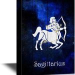 wall26 - 12 Zodiac Signs Constellation Canvas Wall Art - Sagittarius - Gallery Wrap Modern Home Art | Ready to Hang - 12x18 inches - Sagittarius Home Decor for men