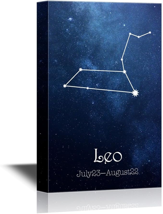 wall26 - 12 Zodiac Signs Constellation Canvas Wall Art - Leo - Gallery Wrap Modern Home Art | Ready to Hang - 32x48 inches - Leo Canvas for men