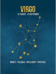 Wee Blue Coo Zodiac Star Sign Birthday Astrology Blue Virgo Unframed Wall Art Print Poster Home Decor Premium - Virgo Poster for men