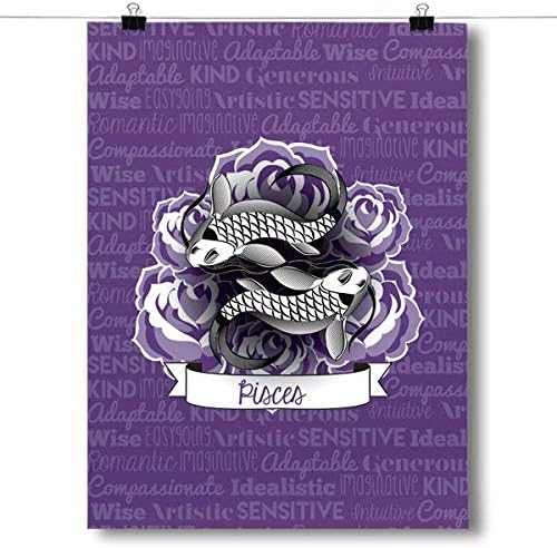 Inspired Posters - Zodiac Sign - Pisces Decorative Wall Art Poster - Modern Home Decor - Motivational Posters - UV Print 18x24 Poster - Pisces Home Decor for men