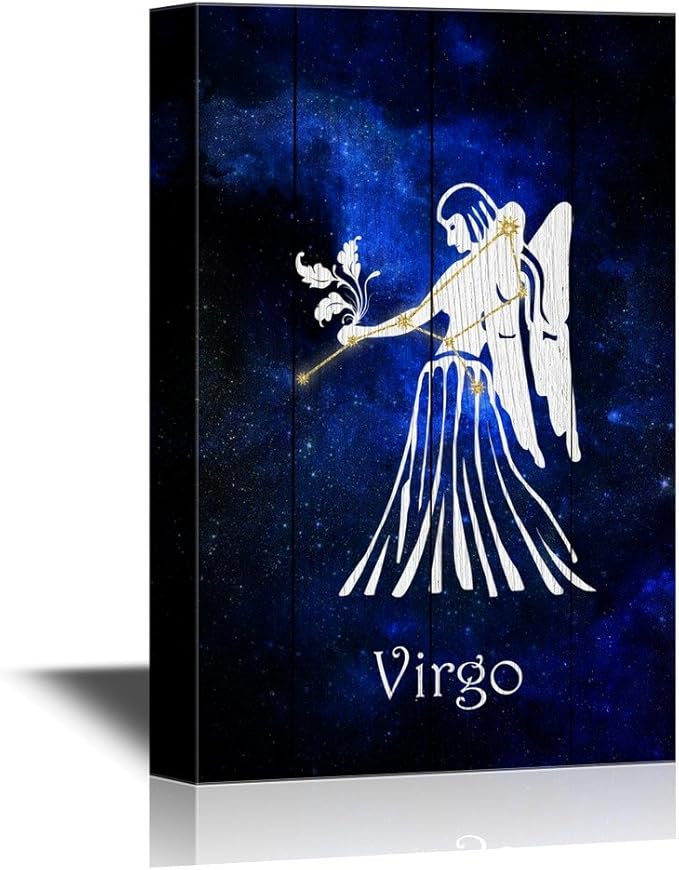 wall26 - 12 Zodiac Signs Constellation Canvas Wall Art - Virgo - Gallery Wrap Modern Home Art | Ready to Hang - 12x18 inches - Virgo Poster for men