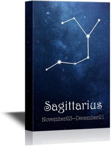 wall26 - 12 Zodiac Signs Constellation Canvas Wall Art - Sagittarius - Gallery Wrap Modern Home Art | Ready to Hang - 16x24 inches - Sagittarius Home Decor for men