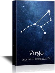 wall26 - 12 Zodiac Signs Constellation Canvas Wall Art - Virgo - Gallery Wrap Modern Home Art | Ready to Hang - 12x18 inches - Virgo Poster for men