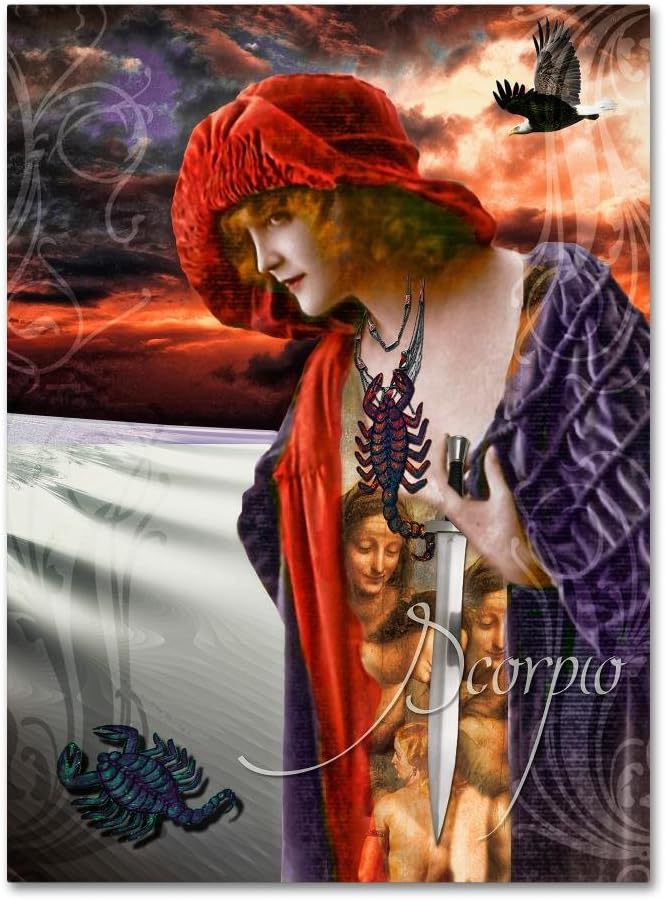 Trademark Fine Art ALI4408-C1419GG Art Nouveau Zodiac Scorpio, 14x19-Inch, 14x19 - Scorpio Canvas for men