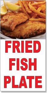 Fried Fish Plate Red Food Bar Restaurant Food Truck Decal Sticker Store Sign - 4.5 x 12 inches - Pisces for men