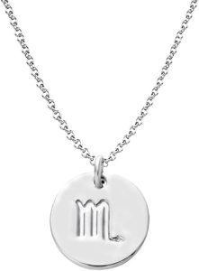 925 Sterling Silver Zodiac Necklace Disc Charm Necklace Gift for Your Wife Girlfriend or Family Member - Scorpio Products for men