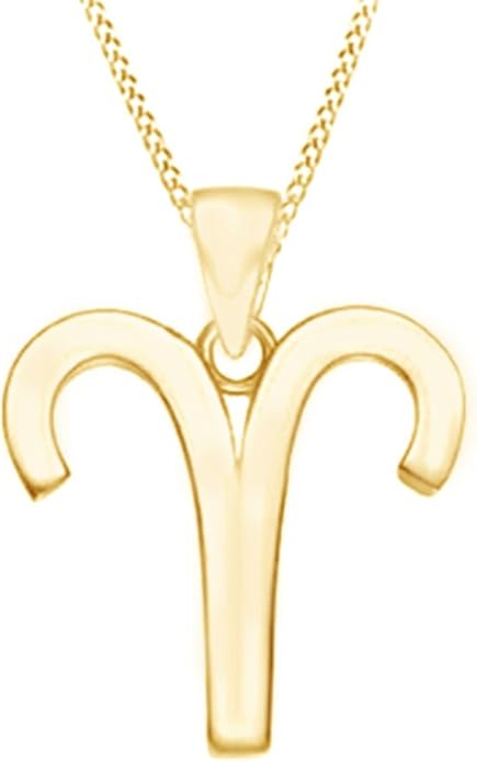 14K Gold Over Sterling Silver Zodiac Sign Necklace – Astrology Constellation Charm Pendant Jewelry for Women (12 Horoscope Signs) - Aries Necklace for men