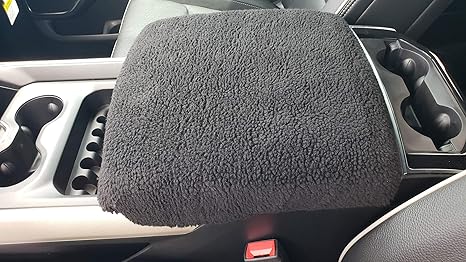 Car Console Covers Plus Made in USA Designed for Ram Classic and All Bucket Seat Models 2014-2025 Faux Sherpa Auto Armrest Center Console Cover Black - Aries Car Seat Cover for men