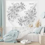 Ambesonne Zodiac Tapestry, Floral Images Pisces Sign Fish House of the Water Element Sensitivity Planet Sign, Wide Wall Hanging for Bedroom Living Room Dorm, 60" X 40", Black White - Pisces Home Decor for men