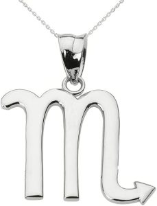 .925 Sterling Silver Scorpio Zodiac Astrological Sign Charm Personalized Pendant Necklace, 18" - Scorpio Accessories for men