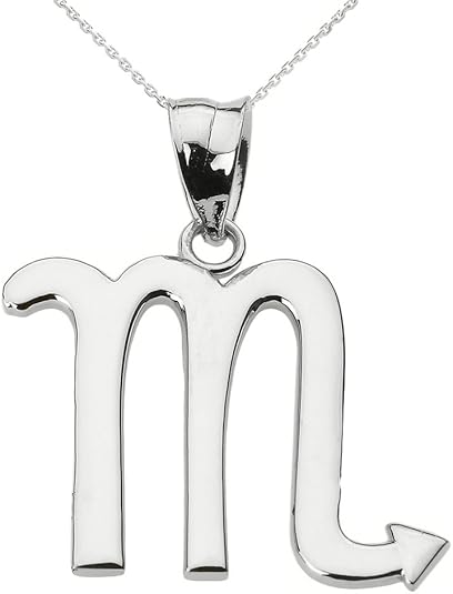 .925 Sterling Silver Scorpio Zodiac Astrological Sign Charm Personalized Pendant Necklace, 18" - Scorpio Accessories for men