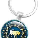 Retro Personalized Zodiac Sign Key Chain Jewelry Horoscopes Star Signs Tag Key Rings Medallion Constellation Jewelry - Taurus Products for men