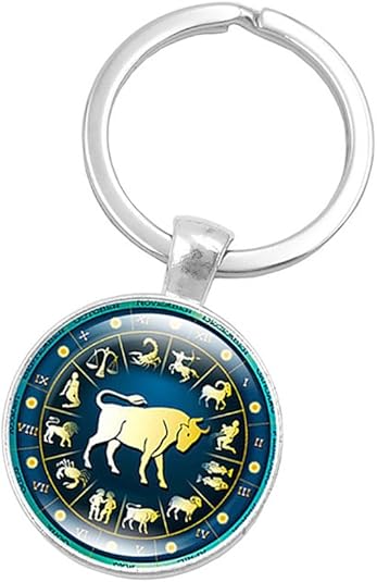 Retro Personalized Zodiac Sign Key Chain Jewelry Horoscopes Star Signs Tag Key Rings Medallion Constellation Jewelry - Taurus Products for men