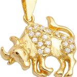 Horoscope Astrology Sign Necklace Pendant Charm Jewelry Gold Plated Brass - Taurus Products for men