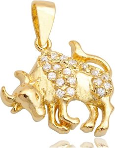 Horoscope Astrology Sign Necklace Pendant Charm Jewelry Gold Plated Brass - Taurus Products for men
