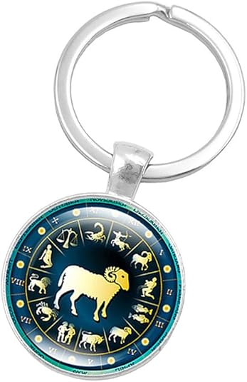 Retro Personalized Zodiac Sign Key Chain Jewelry Horoscopes Star Signs Tag Key Rings Medallion Constellation Jewelry - Aries Ring for men