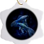 3 inch Snowflake Porcelain Ornament - Image of Blue Pisces Sign for February and March Zodiac Signs - Pisces Home Decor for men
