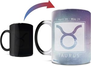 Morphing Mugs Birthday Zodiac Sign - Taurus Heat Sensitive Mug – Image revealed when HOT liquid is added - One 11oz Ceramic Mug - Taurus for men