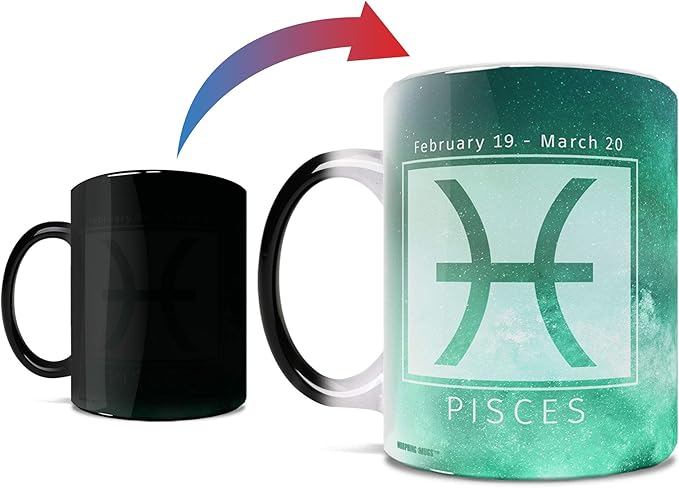 Morphing Mugs Birthday Zodiac Sign - Pisces Heat Sensitive Mug – Image revealed when HOT liquid is added - One 11oz Ceramic Mug - Pisces for men