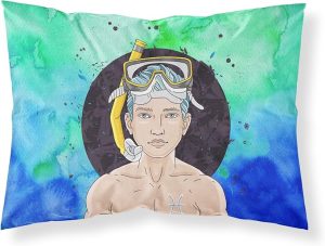 Caroline's Treasures BB7316PILLOWCASE Pisces Zodiac Sign Fabric Standard Pillowcase Lightweight Super Soft Easy Care Decorative Artwork Pillowcase, Standard - Pisces Pillow for men