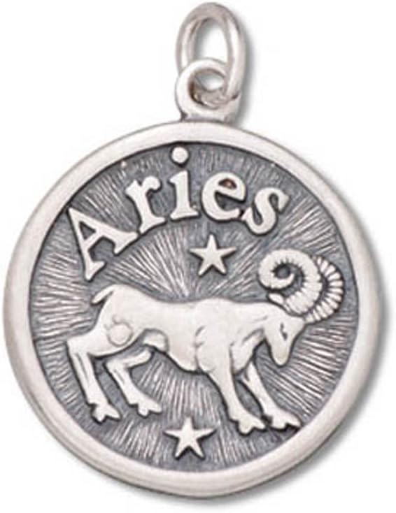 Sterling Silver Heavy Two-Sided Aries Charm Item #42097 - Aries Bracelet for men