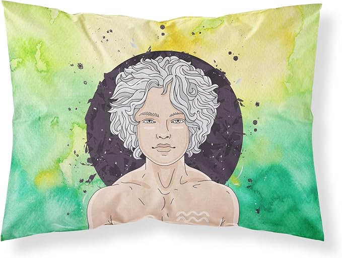 Caroline's Treasures BB7315PILLOWCASE Aquarius Zodiac Sign Fabric Standard Pillowcase Lightweight Super Soft Easy Care Decorative Artwork Pillowcase, Standard - Aquarius Pillow for men