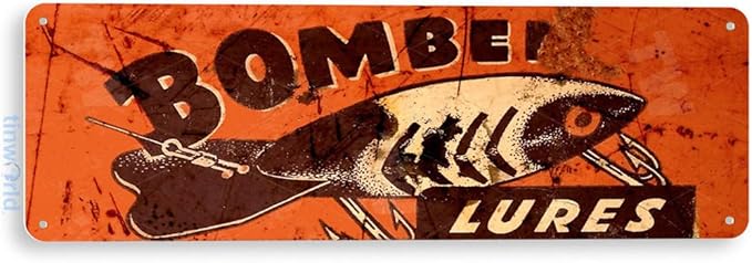 Tinworld Tin Sign: Bomber Lures Retro Rustic Fishing Fish Bait Tackle Marina Metal Decor B601 - Pisces for men