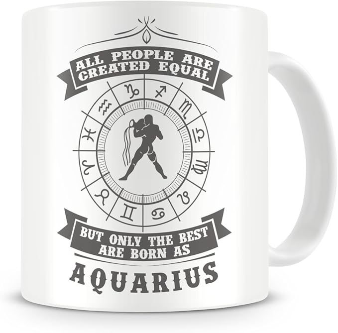Bad Bananas All are Created Equal - Aquarius (Zodiac Sign) - Ceramic Coffee Mug (11oz) - Horoscope, January/February Birthday Gifts - Aquarius Mug for men