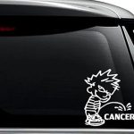 Pee Piss On Cancer Decal Sticker For Use On Laptop, Helmet, Car, Truck, Motorcycle, Windows, Bumper, Wall, and Decor Size- [6 inch] / [15 cm] Tall / Color- Gloss White - Cancer Car Accessories for men